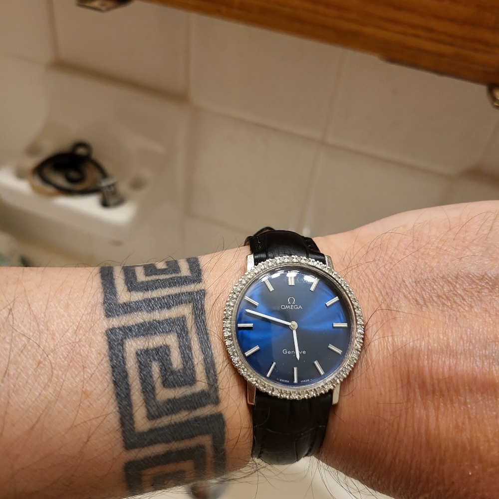 1974 authentic vintage Omega watch customized with real diamonds